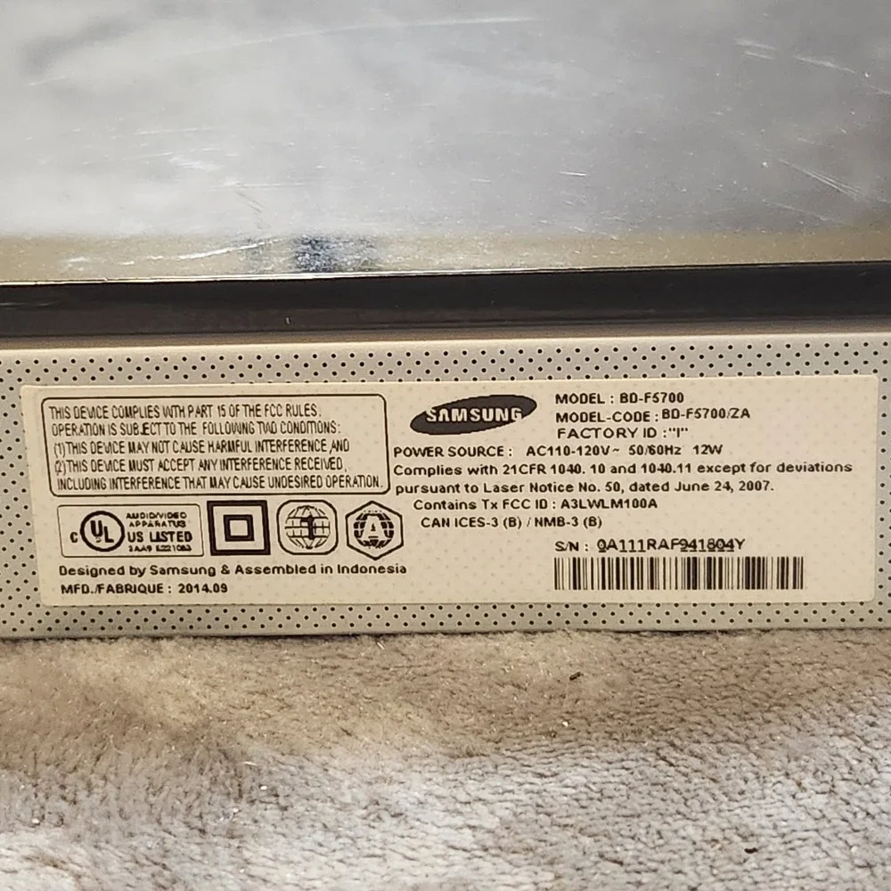 Samsung Blu Ray Player Black No Remote Tested Works 80-5700 BD-F5700/ZA